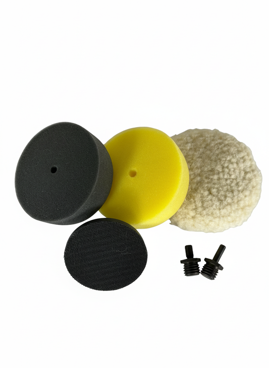 Buff and Shine 3" Wool & Foam Buffing Kit | 6-Piece Hook-and-Loop Set