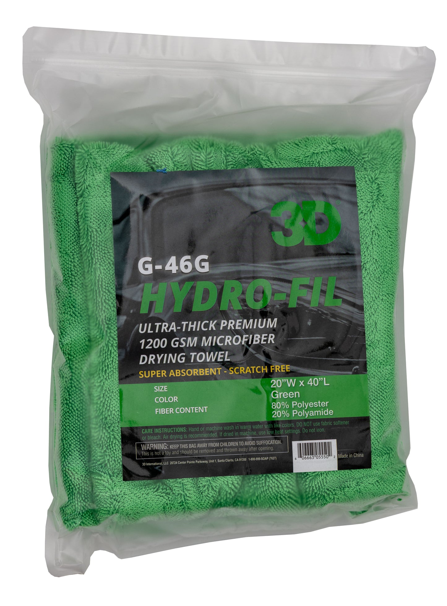 3D Hydro-Fil 1200 GSM Microfiber Drying Towel – Ultra-Thick, Super Absorbent, Scratch-Free Car Drying