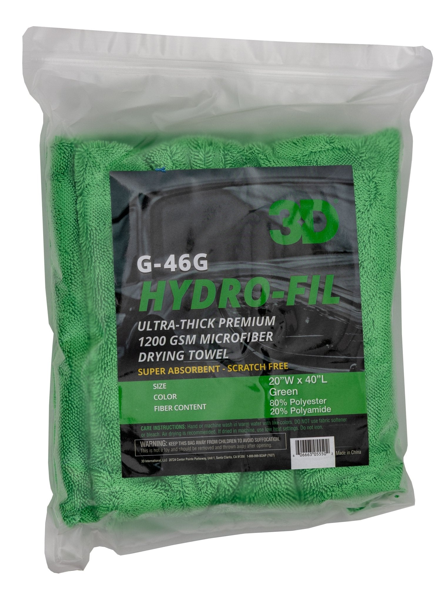 3D Hydro - Fil 1200 GSM Microfiber Drying Towel – Ultra - Thick, Super Absorbent, Scratch - Free Car Drying - Mark Supply Inc