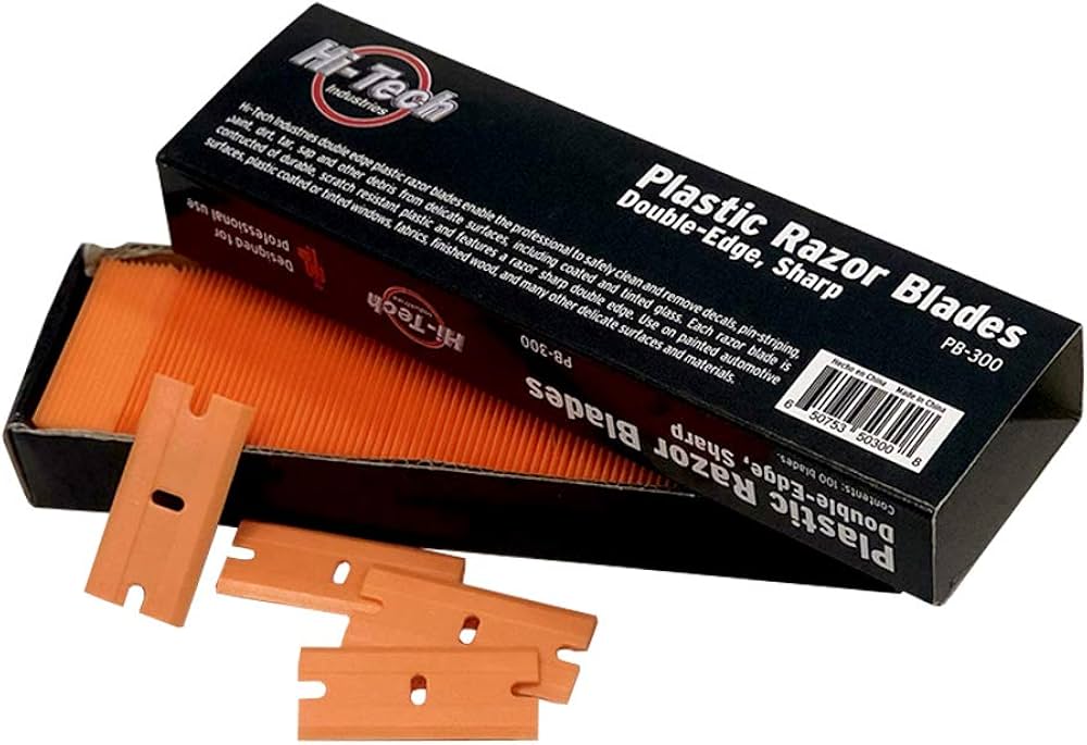 Hi-Tech Plastic Razor Blades | Double-Edge Paint-Safe Scrapers (100-Pack)