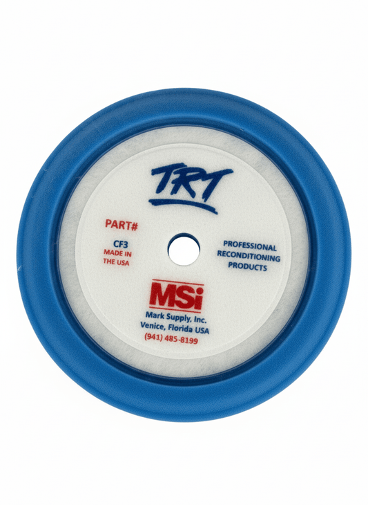 7.5" Blue Polishing Pad | Curved Medium Polish Foam Pad - Mark Supply Inc