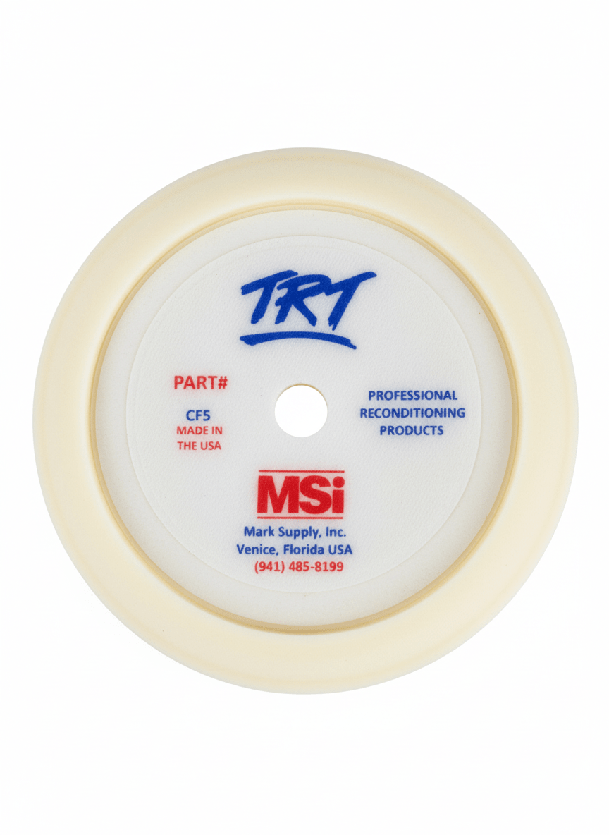 7.5" White Finishing Pad | Curved Foam Final Polish Pad - Mark Supply Inc