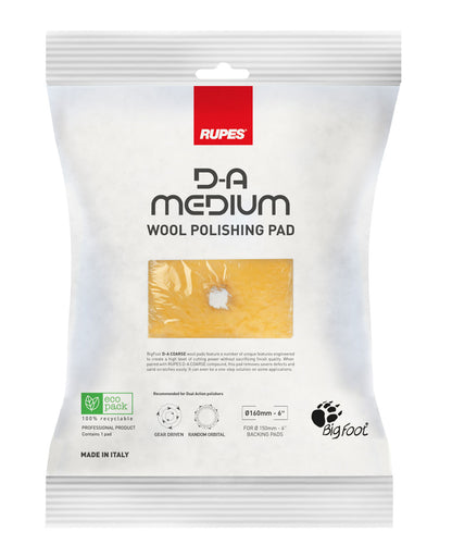 RUPES D-A MEDIUM Wool Polishing Pad | Balanced Cut & Finish DA Pad