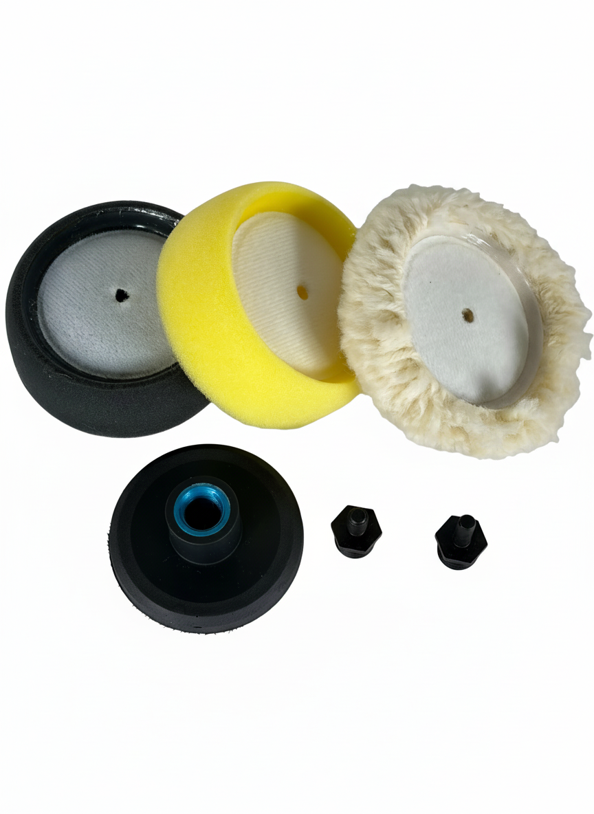 Buff and Shine 3" Wool & Foam Buffing Kit | 6-Piece Hook-and-Loop Set
