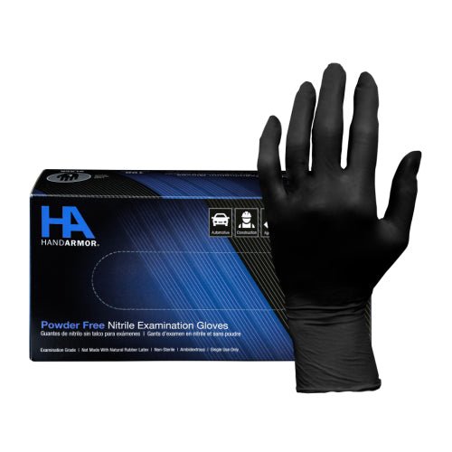 HANDARMOR 7 Mil Black Nitrile Gloves – Powder-Free, 100/Box - Mark Supply Inc